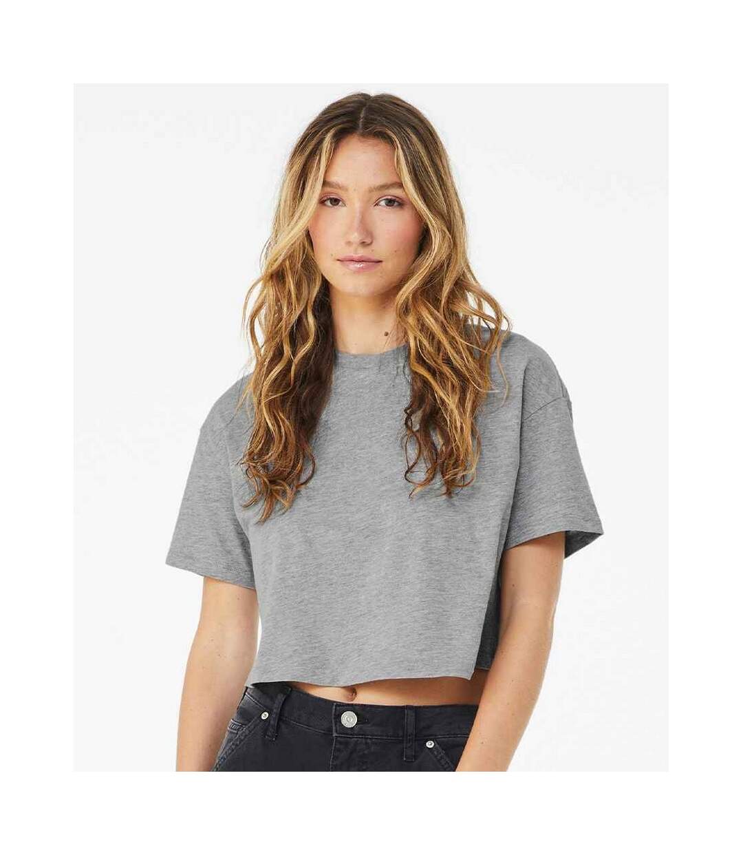 T-shirt court femme gris clair chiné Bella + Canvas