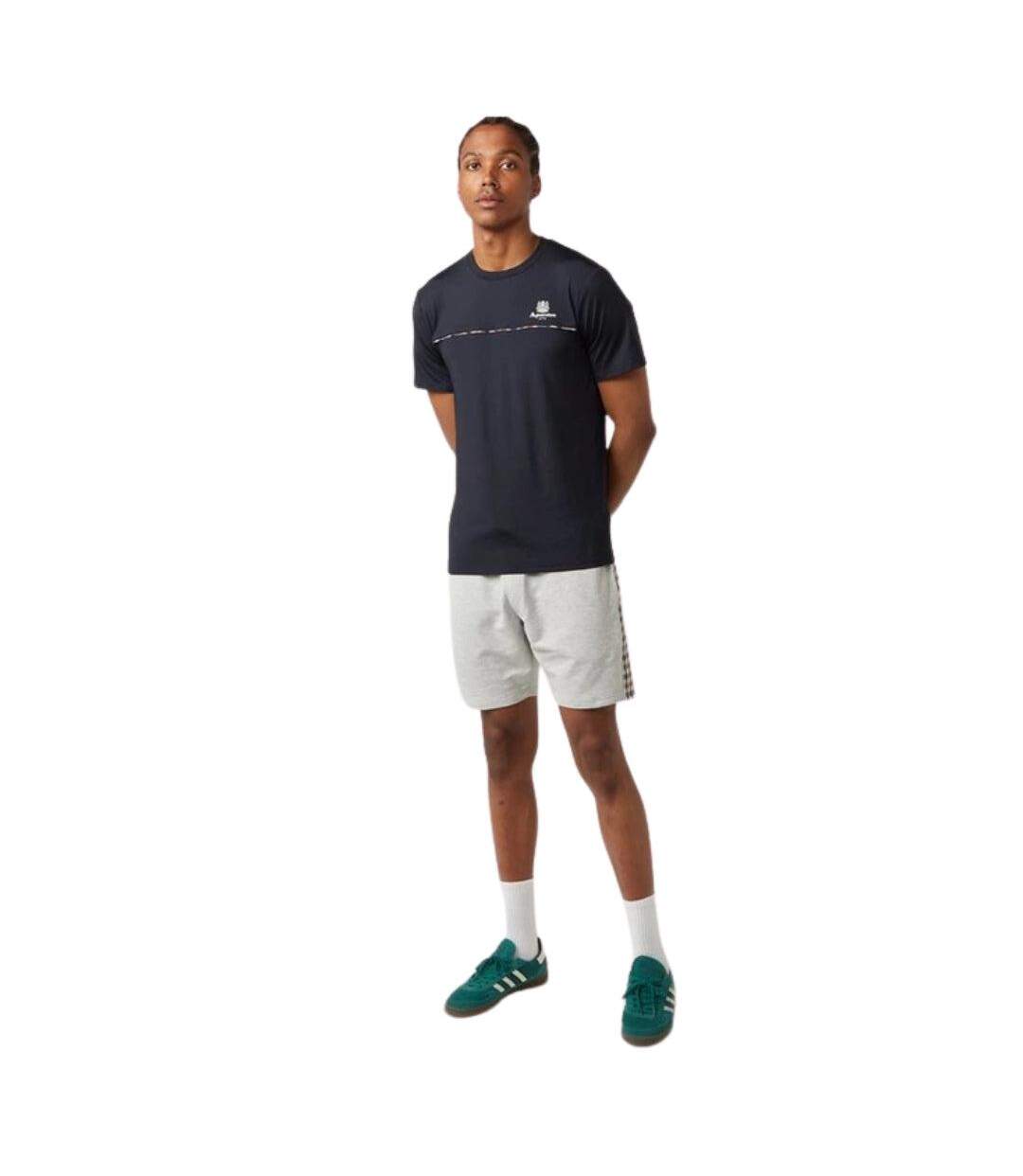 T-shirt Sport Motif/style Passepoil Contrasté Homme Bleu Marine Foncé Aquascutum-3