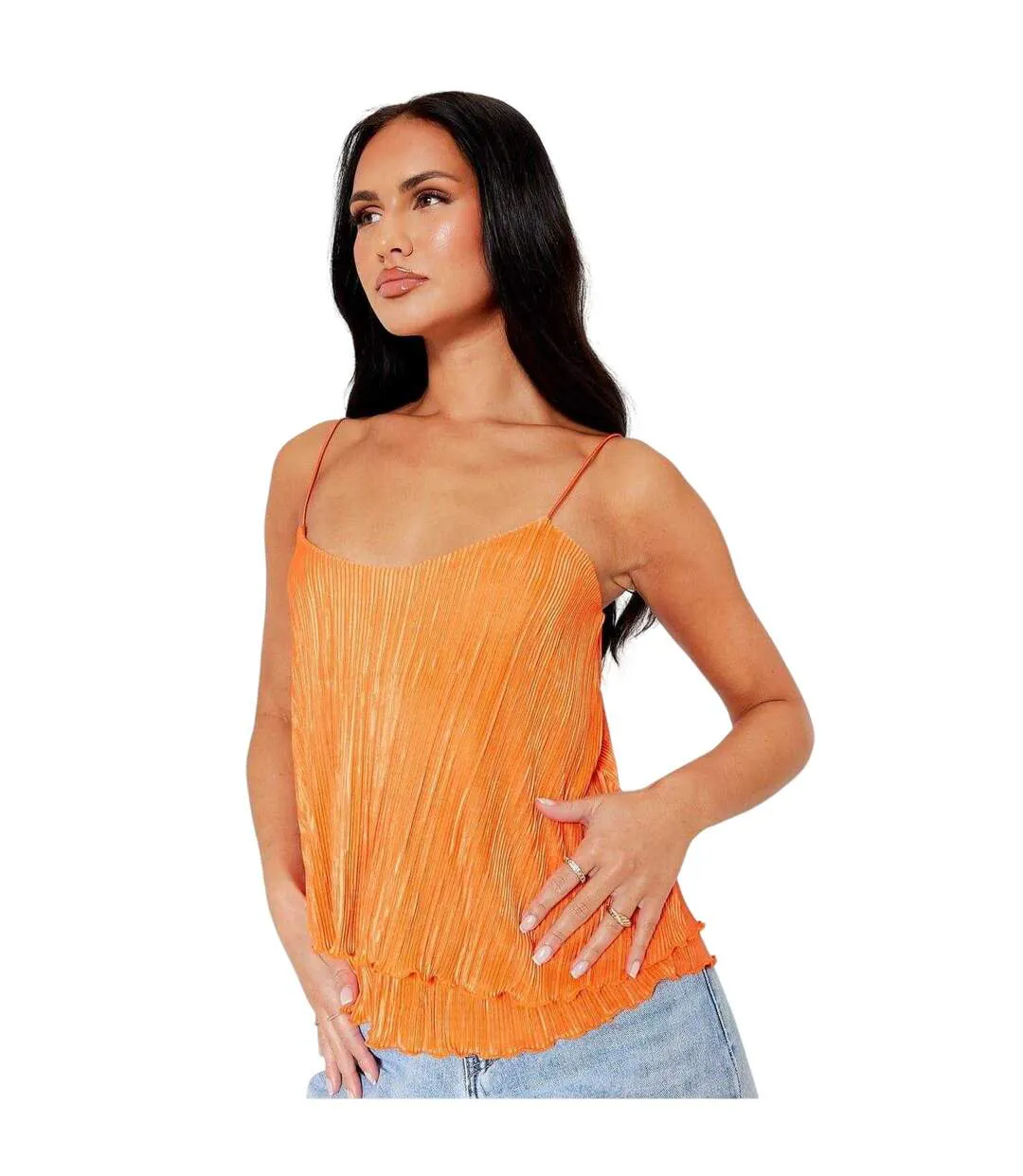 Débardeur Bretelles Fines Motif/style Superposé Femme Orange I Saw It First-4