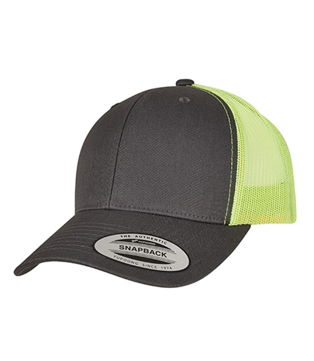 Casquette Trucker Motif/style Rétro Charbon Vert Néon Flexfit-1