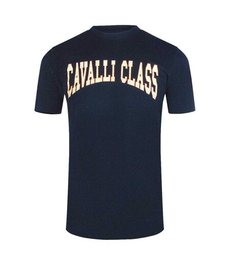 T-shirt Motif Universitaire Homme Bleu Marine Cavalli Class