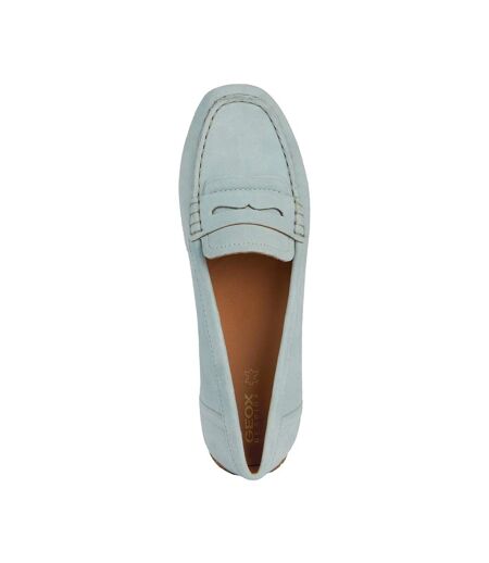 Womens/ladies kosmopolis suede moccasins light blue Geox