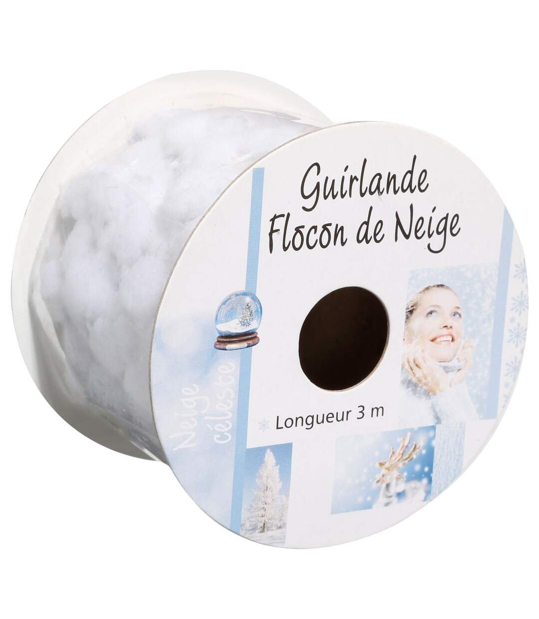 Guirlande de Noël Mini Boules Paillétées - 250 cm - Blanc