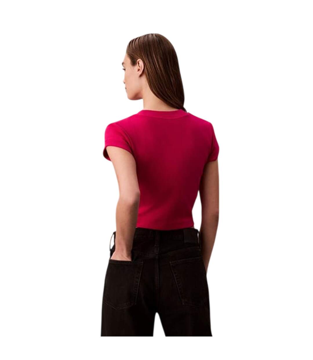 T-shirt Court Motif/style Logo Femme Rose Calvin Klein-3