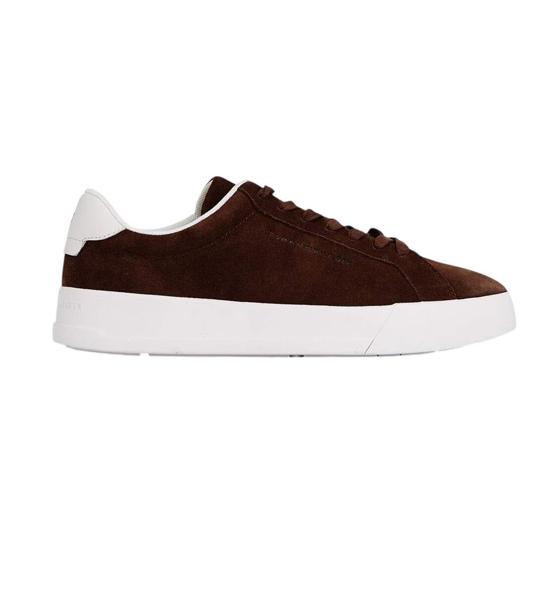Mens Pebble Grain Court Leather Trainers Brown Tommy Hilfiger-1