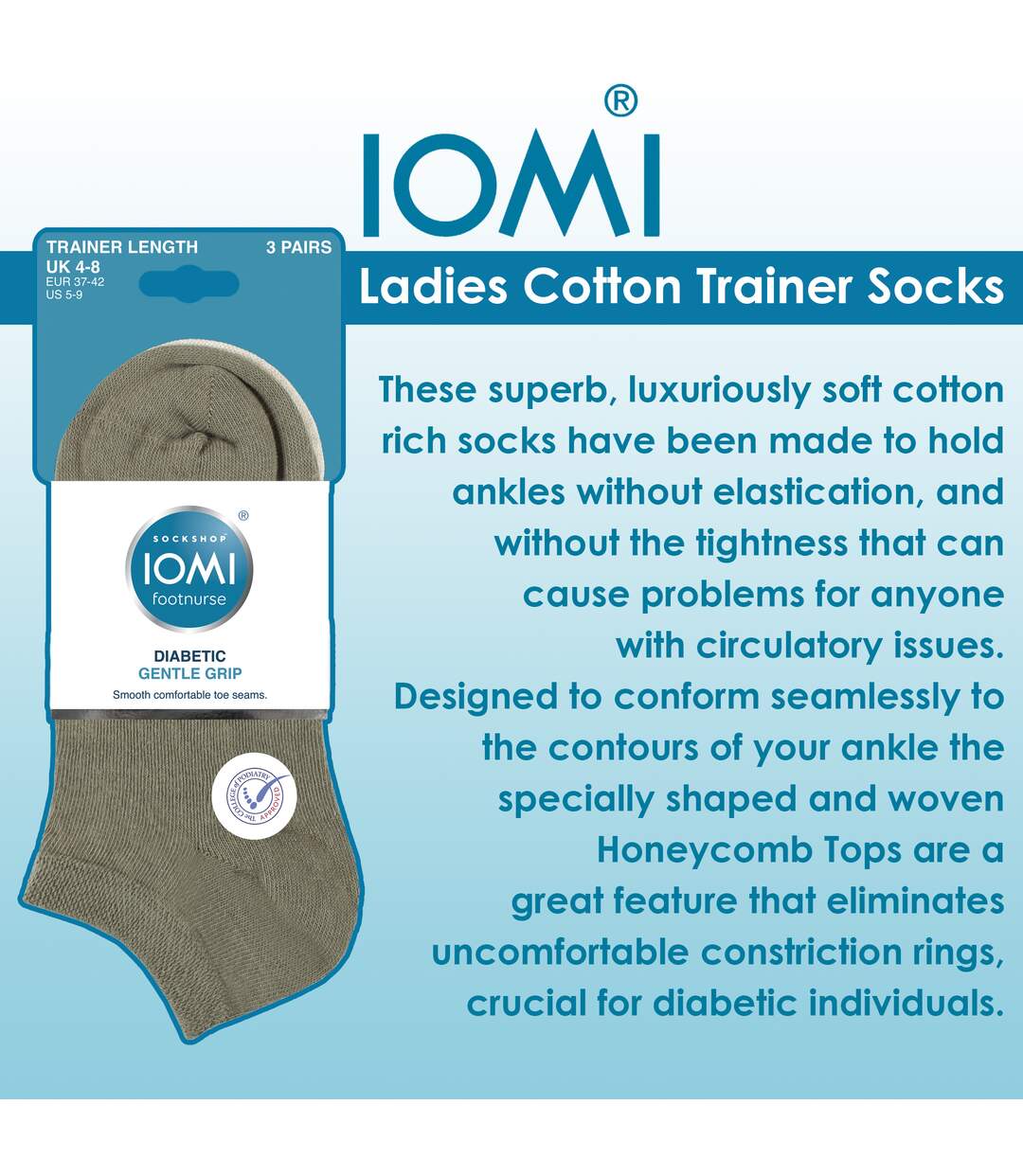 6 Pack Womens Diabetic Trainer Socks | Extra Wide Socks for Swollen Feet-3