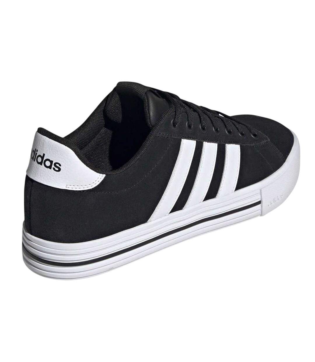 Mens Daily 4.0 Leather Flat Trainers Black Adidas-2
