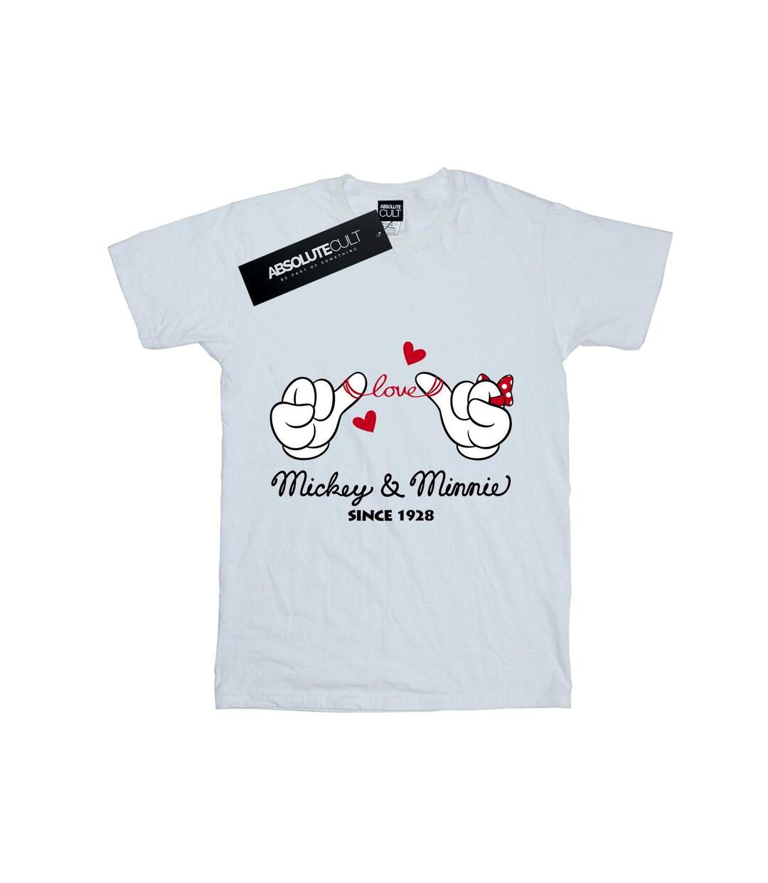 Disney Femme/Ladies - Mickey Mouse Love Hands - T-shirt boyfriend en coton (Blanc) - UTBI36146-1