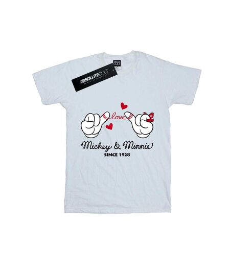 Disney Femme/Ladies - Mickey Mouse Love Hands - T-shirt boyfriend en coton (Blanc) - UTBI36146