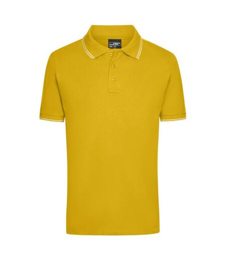 Polo Homme Jaune Blanc James And Nicholson