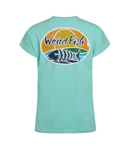 Womens/ladies seashore graphic slub t-shirt aqua blue Weird Fish