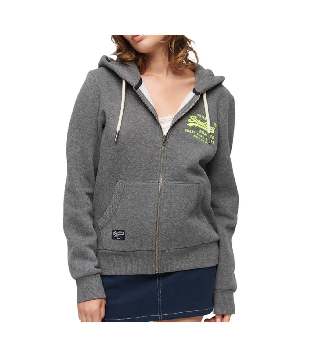 Sweat zippé Gris Femme Superdry Ziphood - M-1