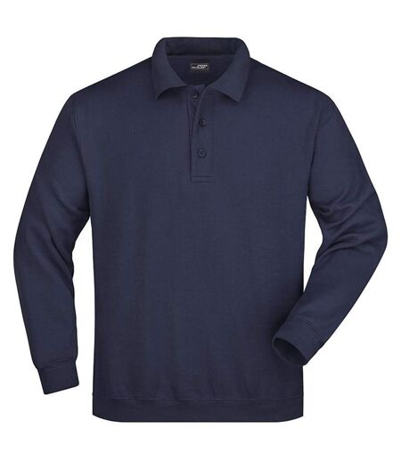 Sweat-shirt col polo - homme - JN041 - bleu marine
