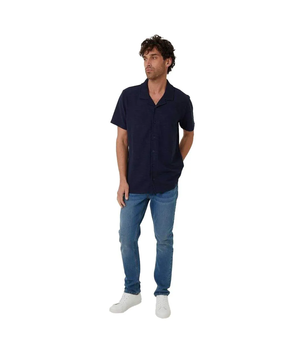 Chemise Manches Courtes Antti Homme Bleu Marine Threadbare-1