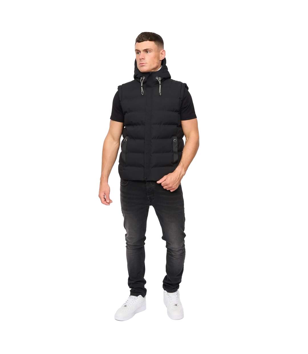 Doudoune Sans Manches Motif/style En Relief Kampleys Homme Noir Crosshatch-4