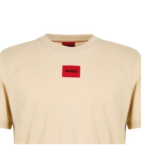 T-shirt Motif/style Logo Sur Poitrine Diragolino Homme Beige Hugo