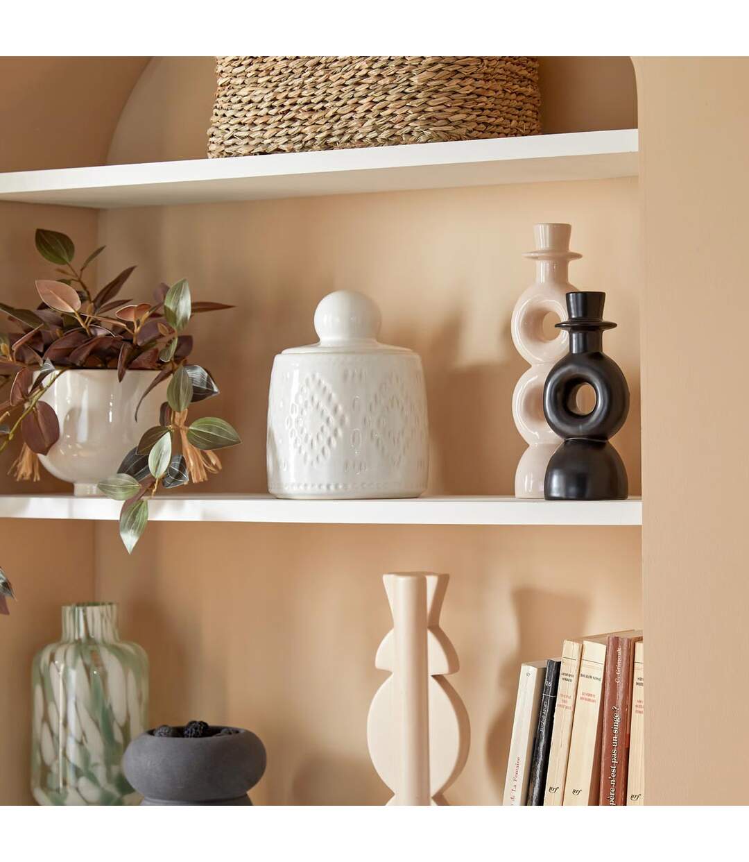 Boîte Déco en Céramique Mala 19cm Blanc-3
