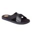 Mens Webb Leather Sliders Black Base London-1