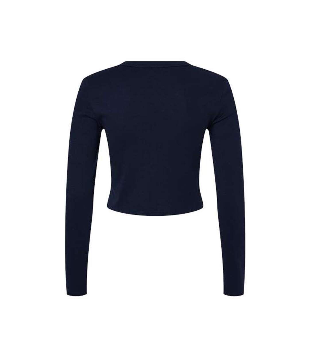 Womens/ladies Micro-rib Long-sleeved T-shirt Solid Navy Bella + Canvas-2