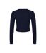 Womens/ladies Micro-rib Long-sleeved T-shirt Solid Navy Bella + Canvas-2