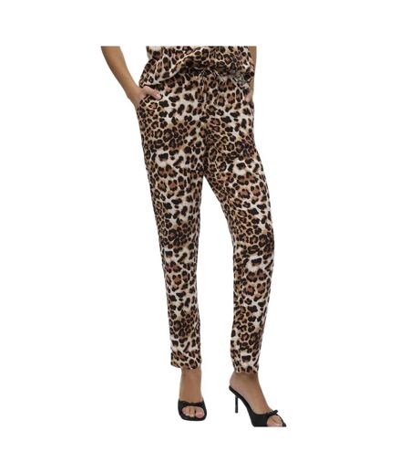 Pantalon fluide léopard noir/beige femme vero moda easy joy - l