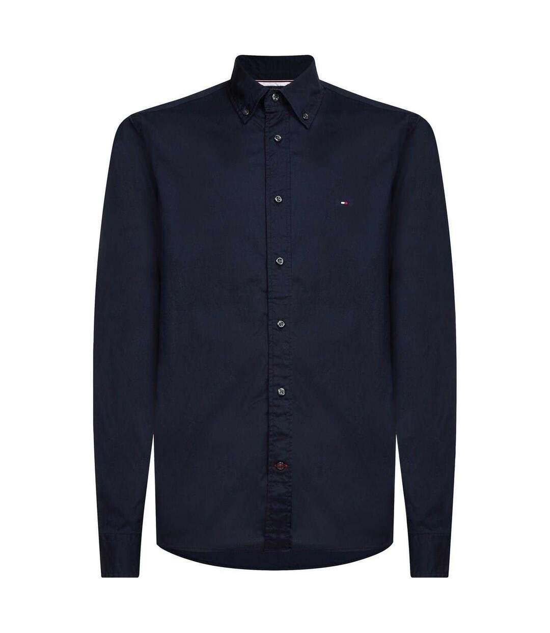 Mens Core Flex Poplin Long-sleeved Shirt Dark Navy Tommy Hilfiger-1
