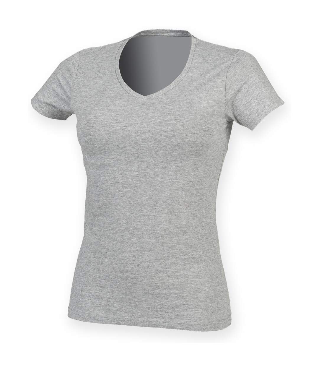 Feel good t-shirt étirable à manches courtes et col en v femme gris Skinni Fit