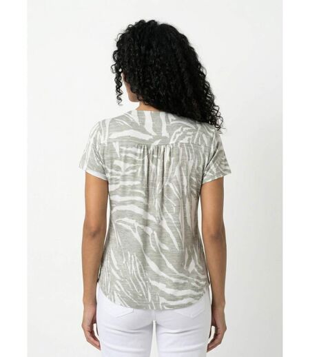 T-shirt col V imprimé manches courtes.