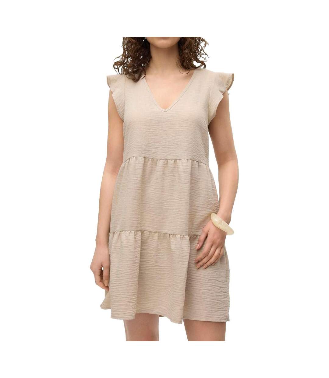 Robe beige femme vero moda kita-1