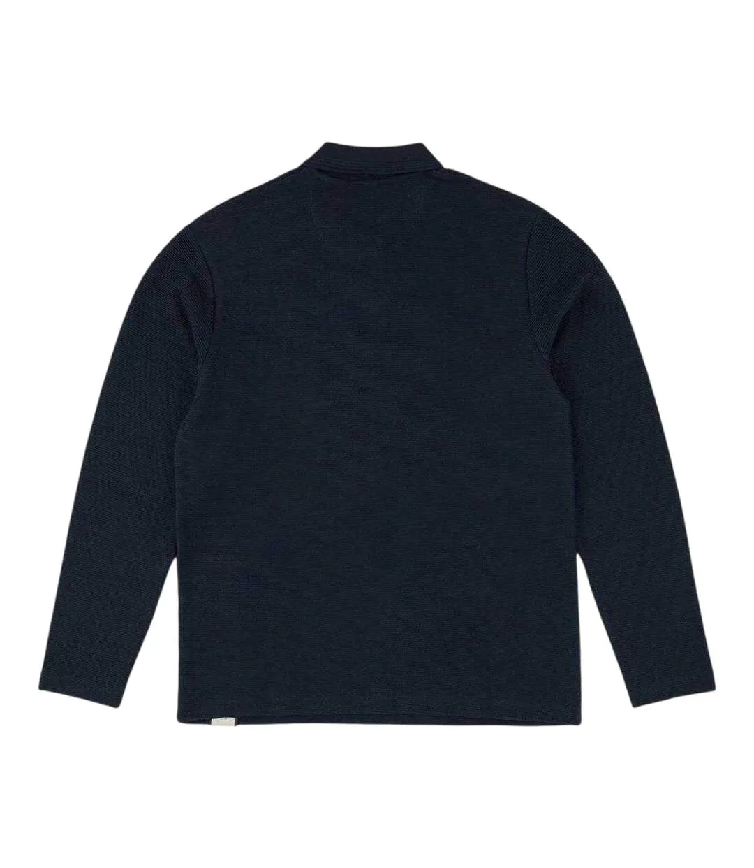 Mens Ottoman Quarter Zip Long-sleeved Polo Shirt Navy Prevu-3