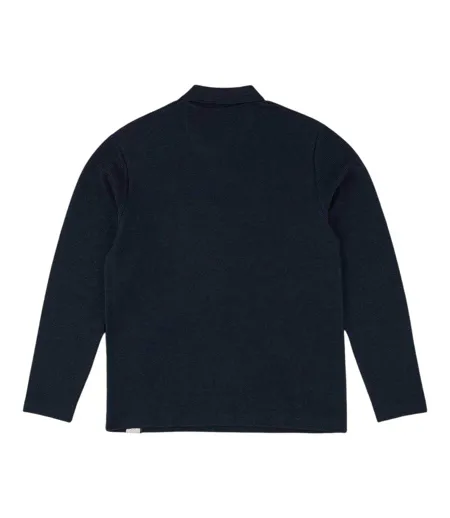 Mens Ottoman Quarter Zip Long-sleeved Polo Shirt Navy Prevu