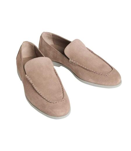 Mens Suede Flat Loafers Taupe Calvin Klein