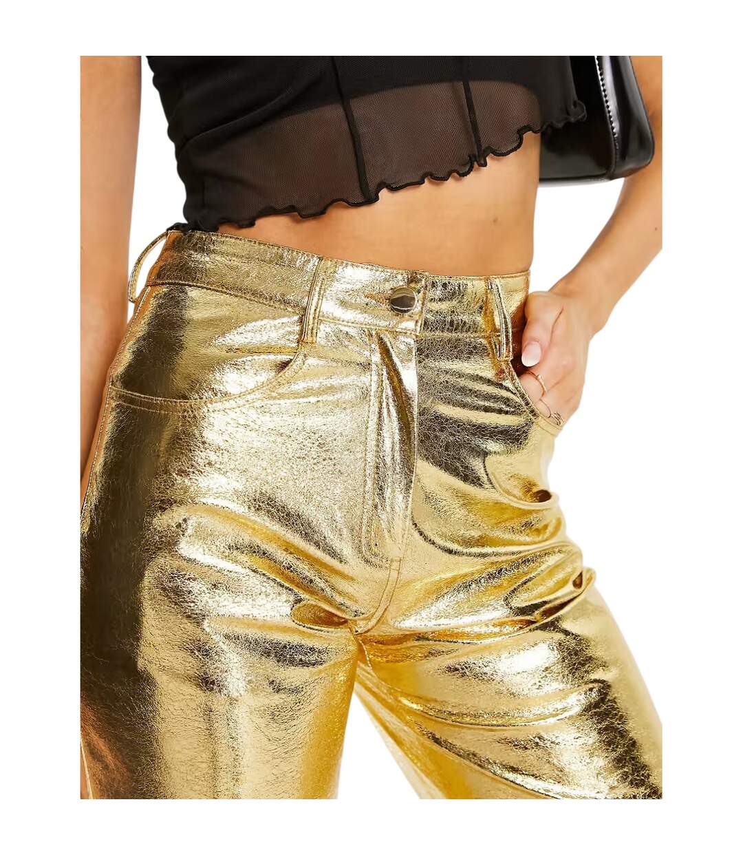 Pantalon Motif/style Métallisé Lupe Femme Jaune Or AmyLynn-4