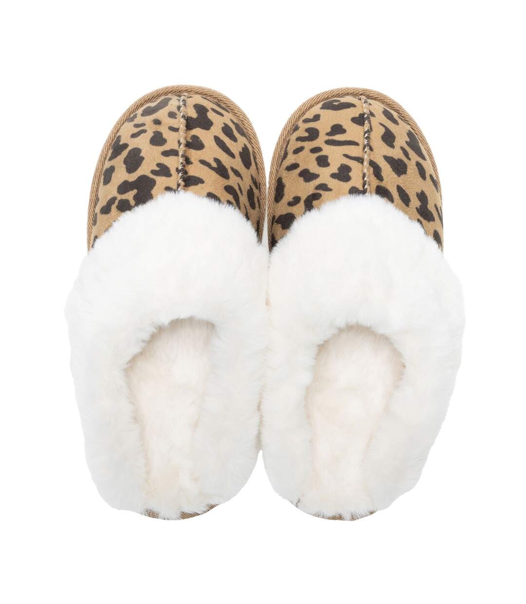 Chaussons Duveteux Style Mules Motif Imprimé Léopard Tulsy Femme Beige Foncé Marron Sombre Léopard Regatta-3