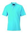 Polo inserts vichy HOMME JN964 - bleu turquoise col turquoise-blanc