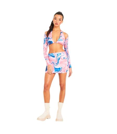 Mini Jupe Motif/style Imprimé Tourbillonnant Femme Rose Missy Empire