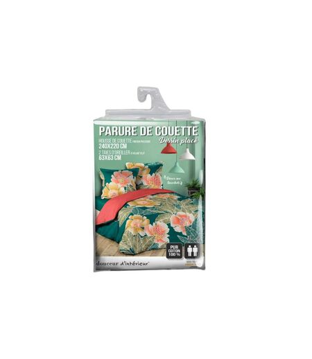 Parure de Lit 3 Pièces Florella 240x220cm Bleu