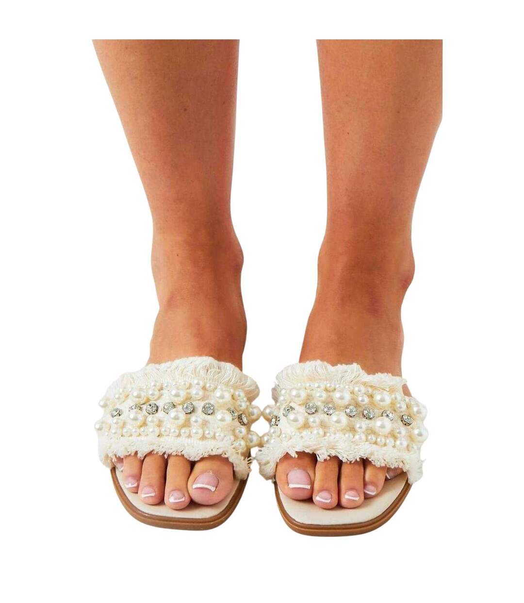 Sandales Motif/style Strass Femme Crème Missy Empire-3