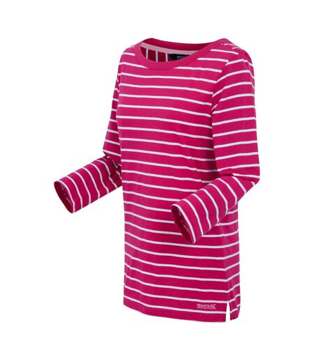 Womens/ladies baylette ii striped t-shirt pink fusion/white Regatta