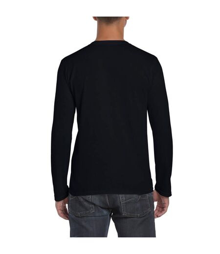 Pack Of 5   Mens Soft Style Long Sleeve T-shirt Black Gildan