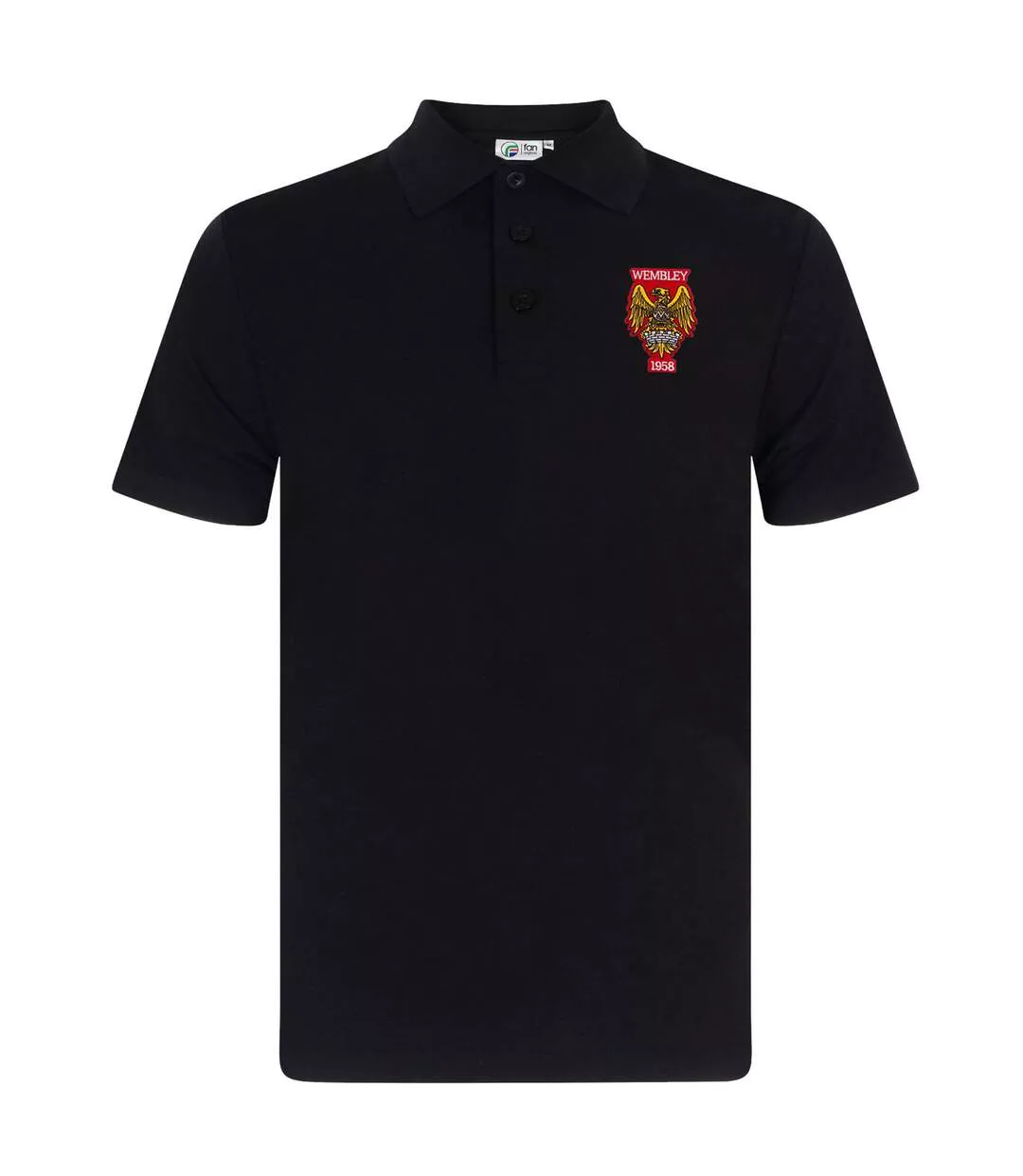 Mens Wembley 1958 Crest Polo Shirt Black Fan Originals-2