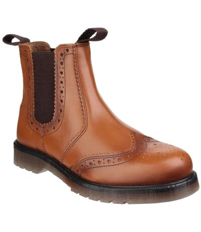Amblers Mens Dalby Pull On Brogue Boots (Tan) - UTFS4985