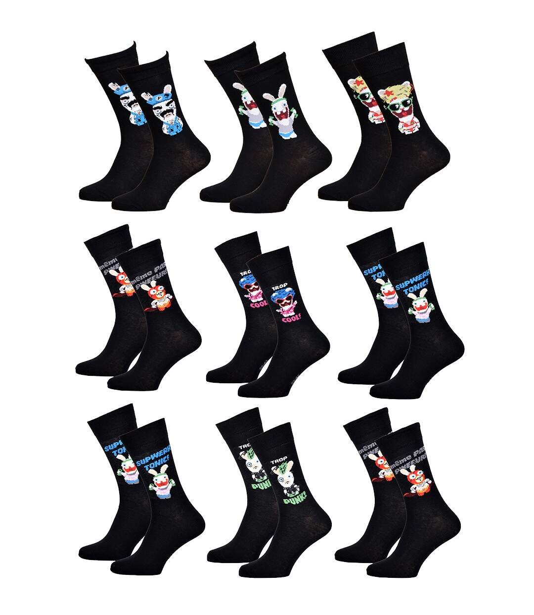 Chaussettes Pack HOMME LAPINS CRETINS Pack de 9 Paires Chaussettes SURPRISE-1