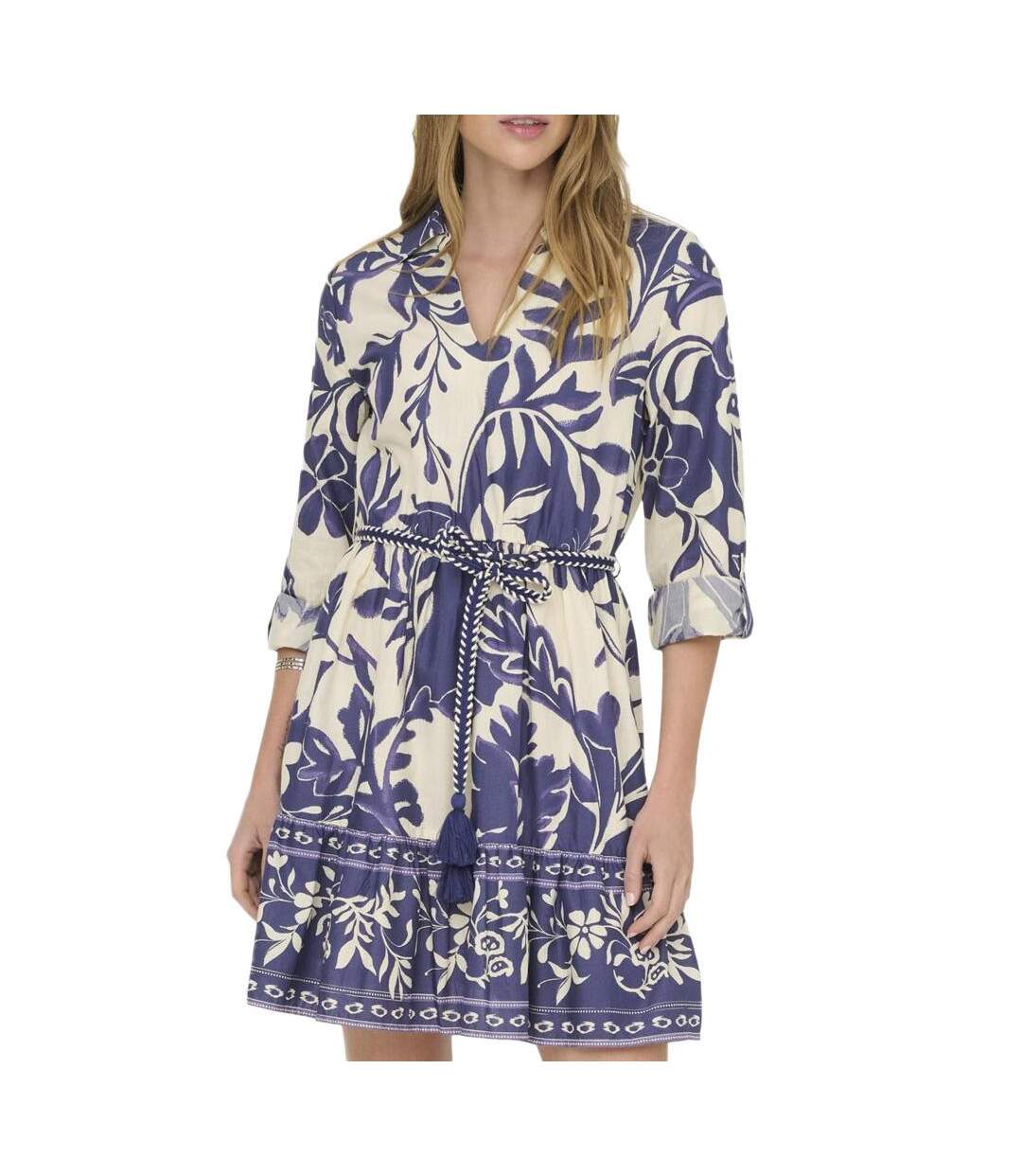 Robe beige/bleu femme jdy yanna 7/8-1