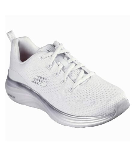 Womens/ladies midnight glimmer vapor foam trainers white/silver Skechers