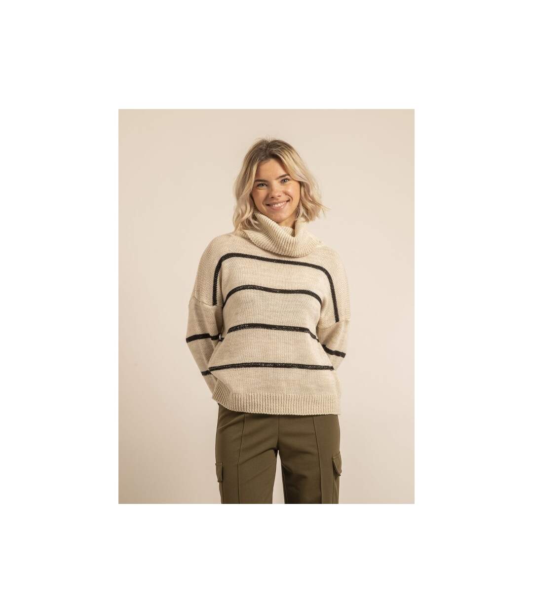 Pull col roulé rayures KAVALIE - Dona X Lisa-1