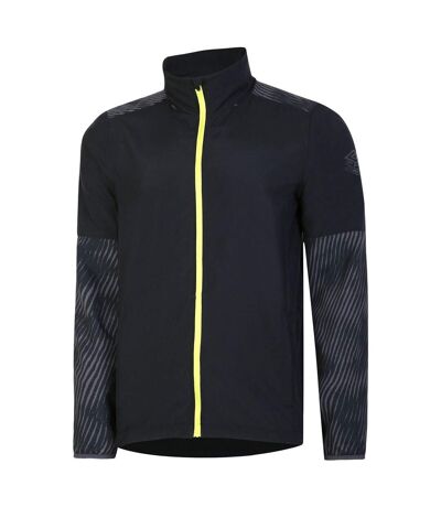 Umbro Mens Pro Stripe Detail Training Waterproof Jacket (Black/Periscope/Limeade Yellow)