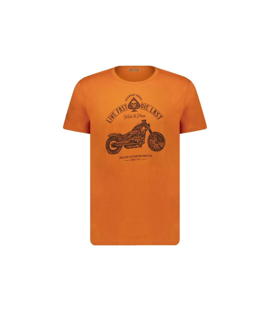 tshirt col rond avec imprimé sur le devant de moto et lettrage PARK