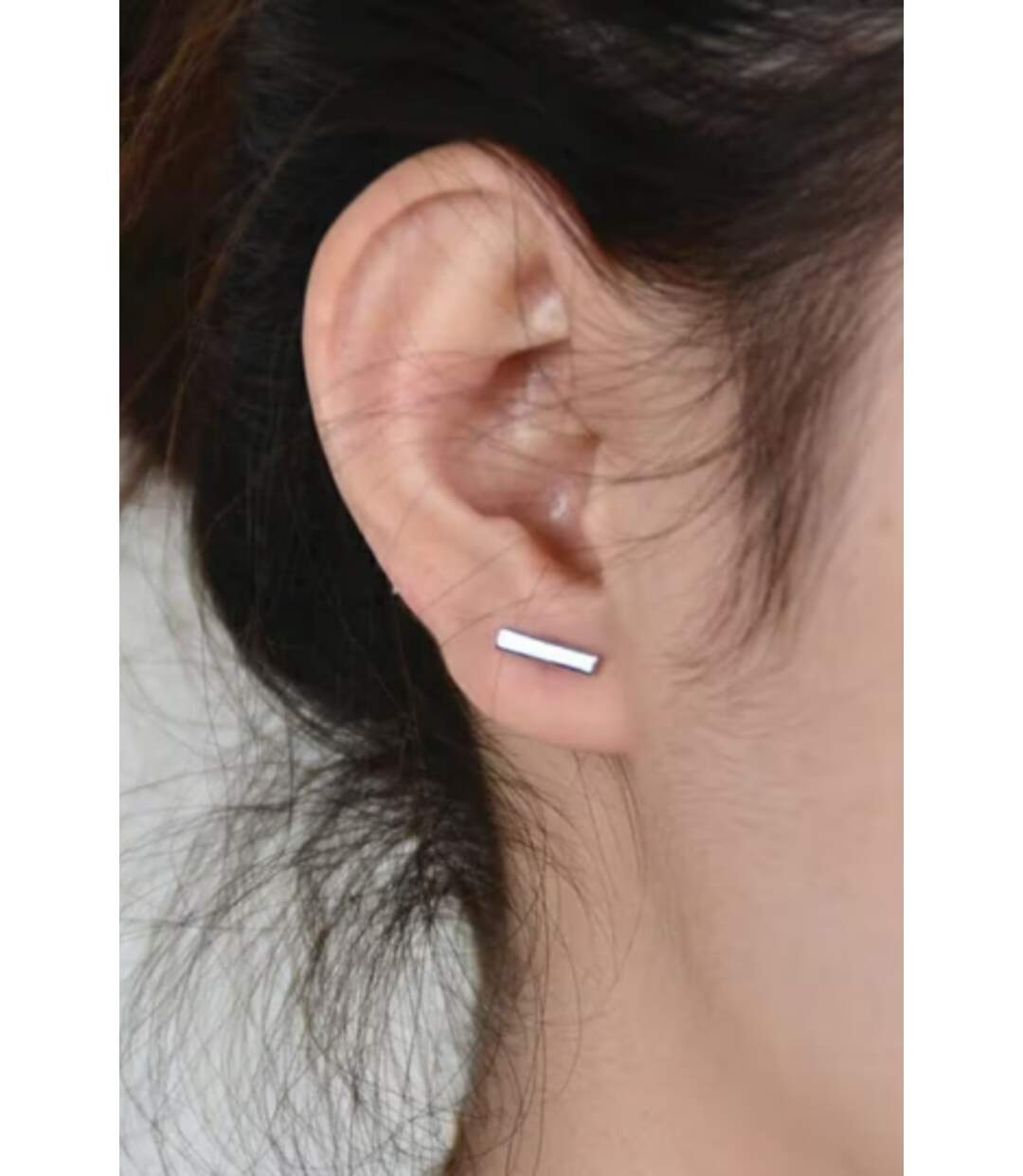 Silver Gold Bar Minimalist Geometric Tiny Small Line Staple Unisex Stud Earrings-1