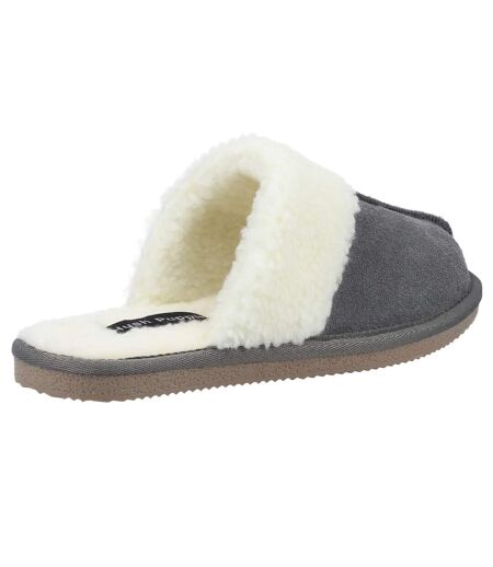 Womens/ladies arianna suede slippers grey Hush Puppies